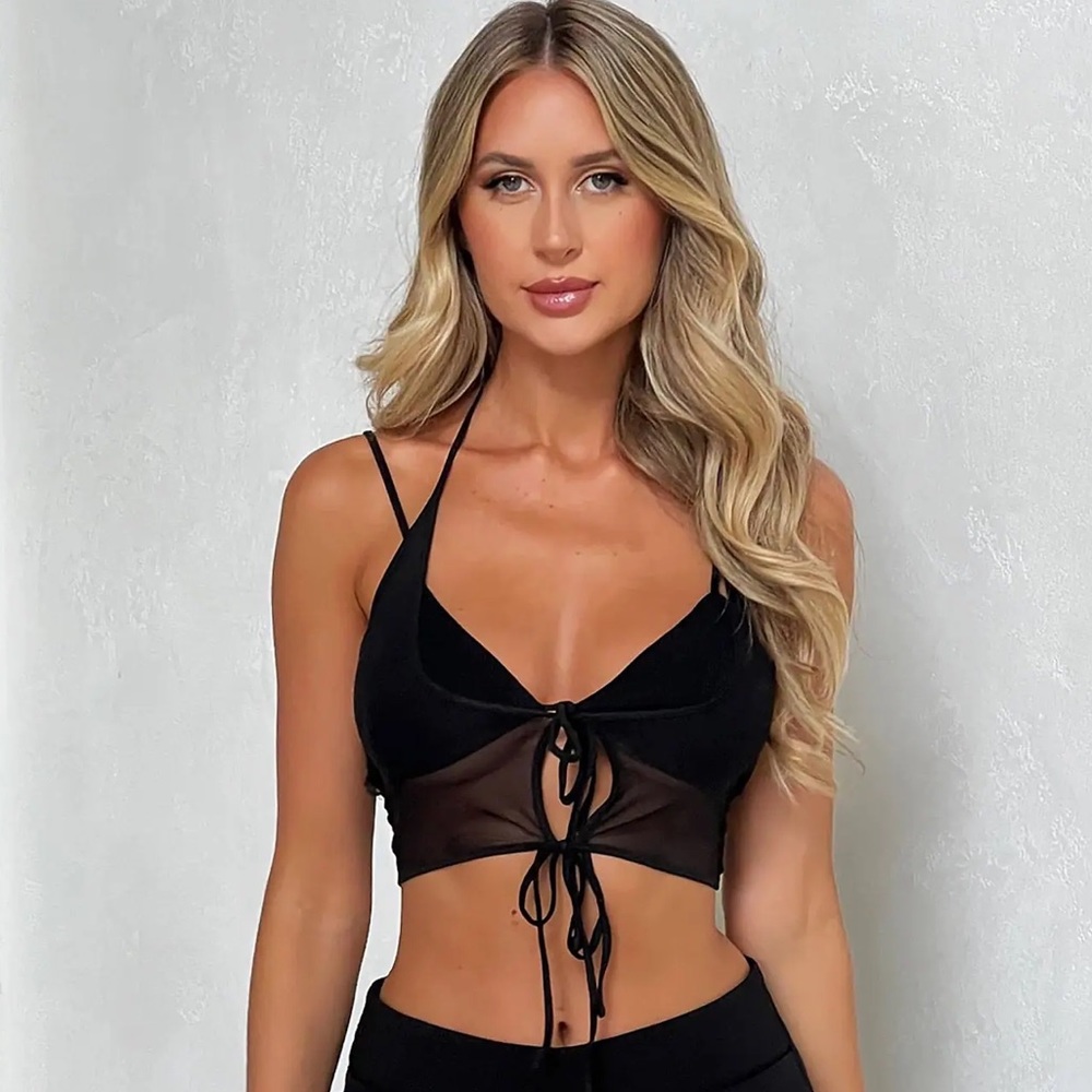 Tiger Mist Strappy Bralette Mesh Top🖤
